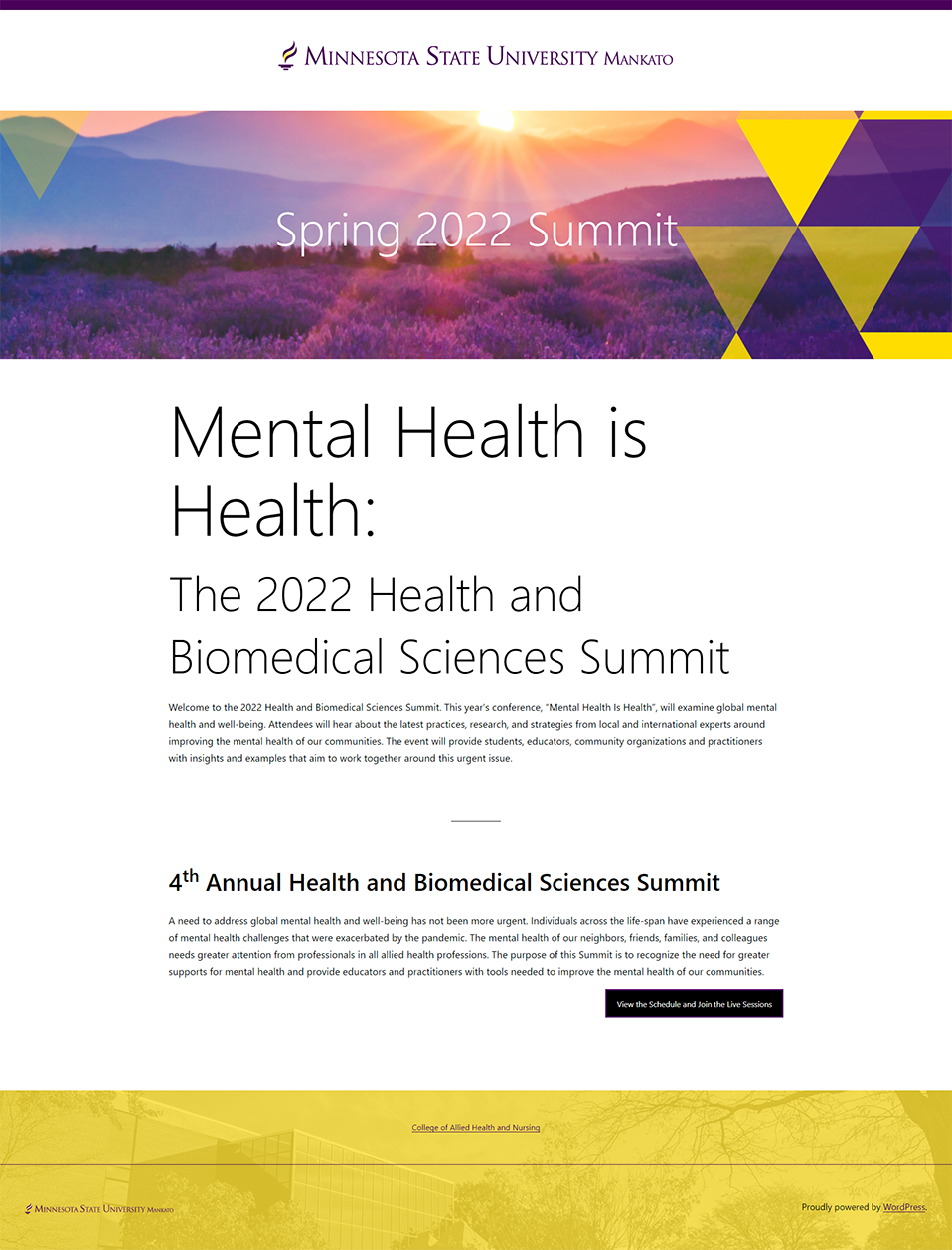Minnesota State University Mankato Health Summit website